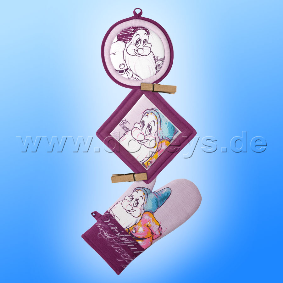 Disney Oven Mitt and 2 Pot Holders Set "Bashful" in Italian Design