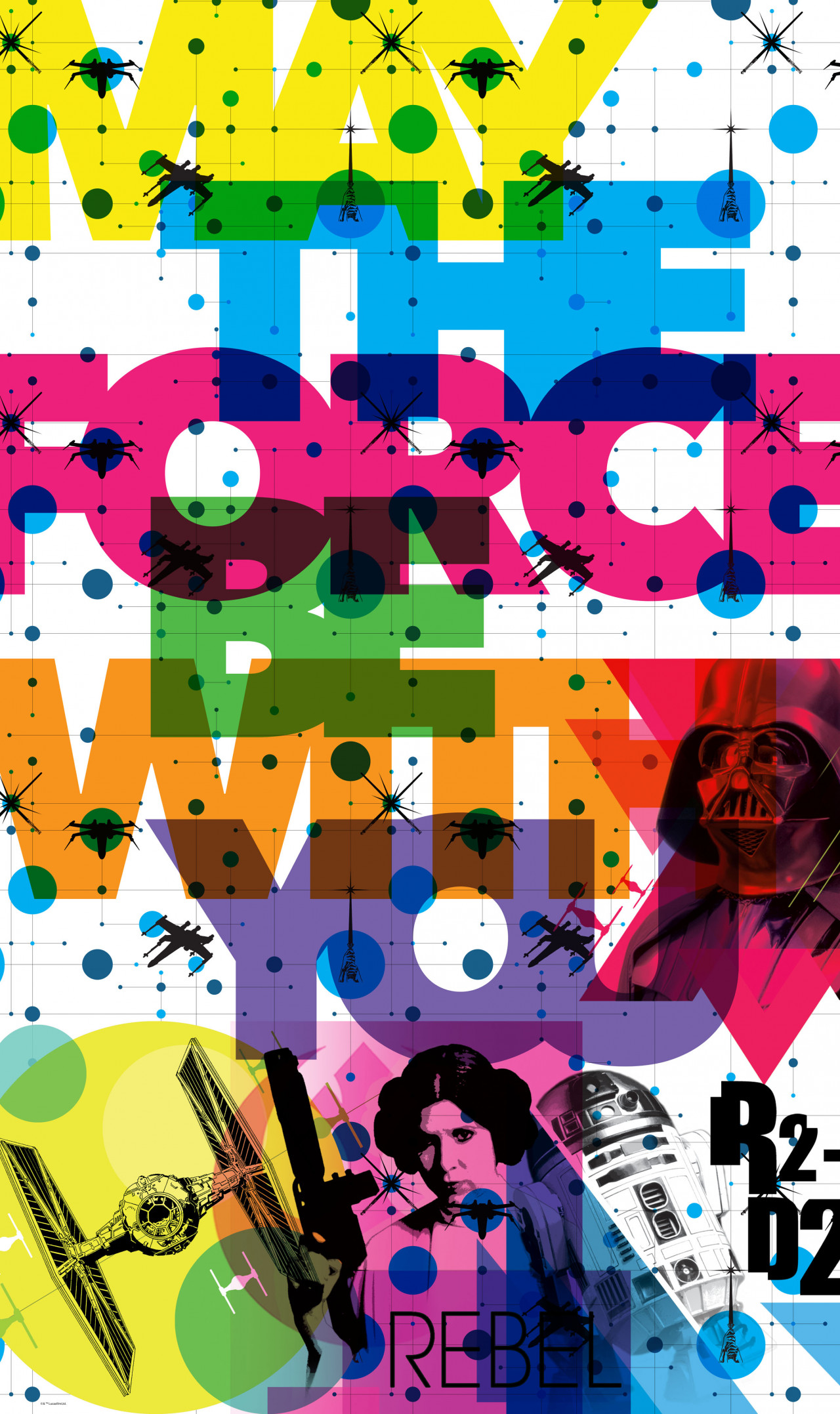 Star Wars Vlies Fototapete "Star Wars Pop Neon Geometrics Leia" 1,20m x 2,00m