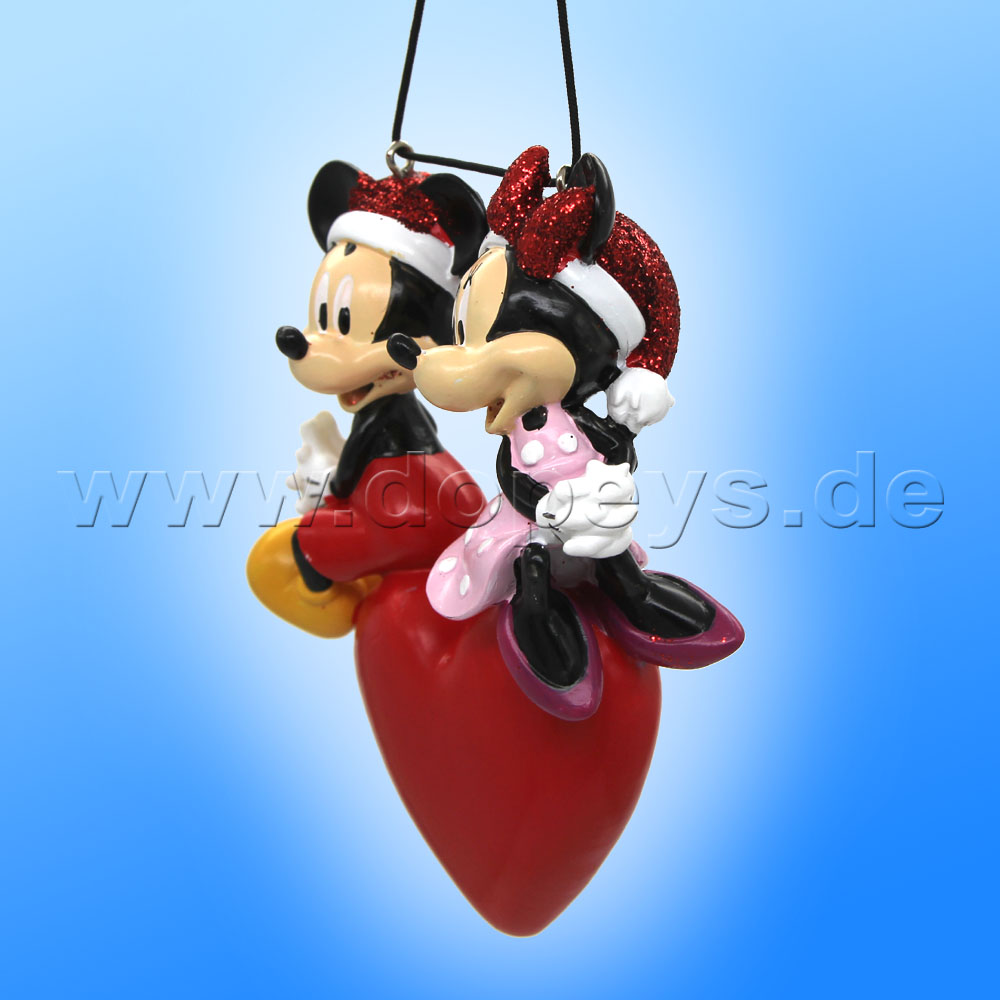 Kurt S. Adler - Disney "Sweethearts In Love" Mickey & Minnie auf einem Herz - Weihnachtsbaumanhänger / Ornament DN37068