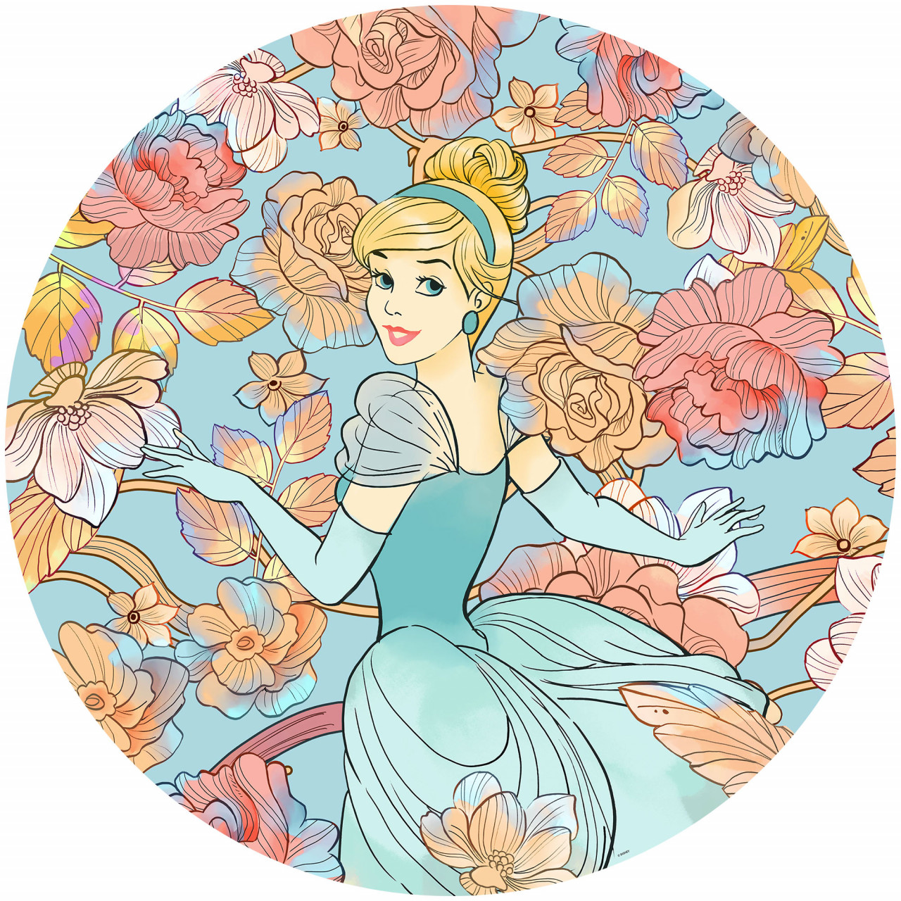 Disney Wandsticker / Wandaufkleber "Cinderella Pastel Dreams" rund 125cm x 125cm