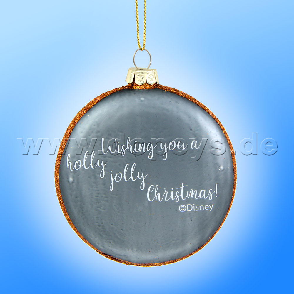 Disney "Pooh & Piglet with Christmas Gift" Glass Disk / Christmas Bauble brown - Kurt S. Adler DN35013