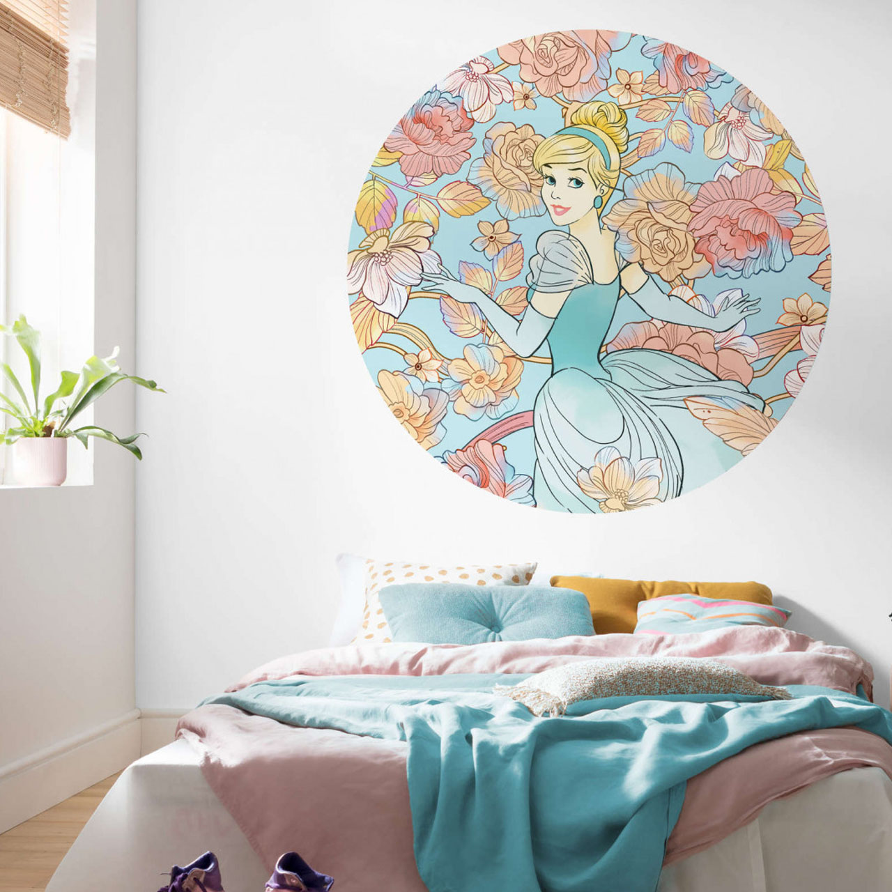 Disney Wandsticker / Wandaufkleber "Cinderella Pastel Dreams" rund 125cm x 125cm