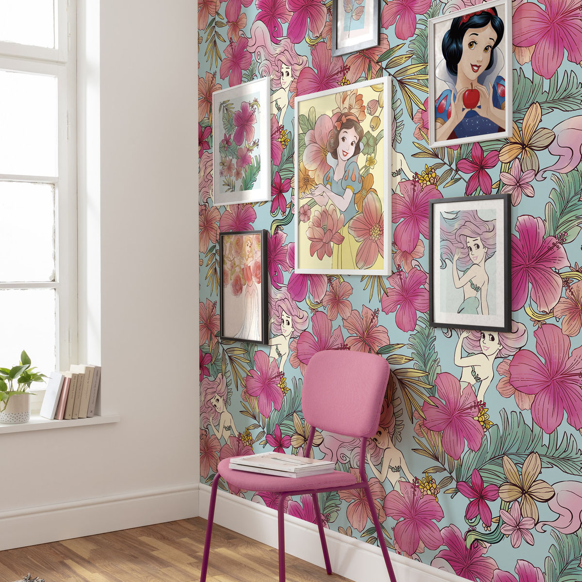 Disney Vlies Fototapete Arielle, die Meerjungfrau "Ariel - Pink Flower"