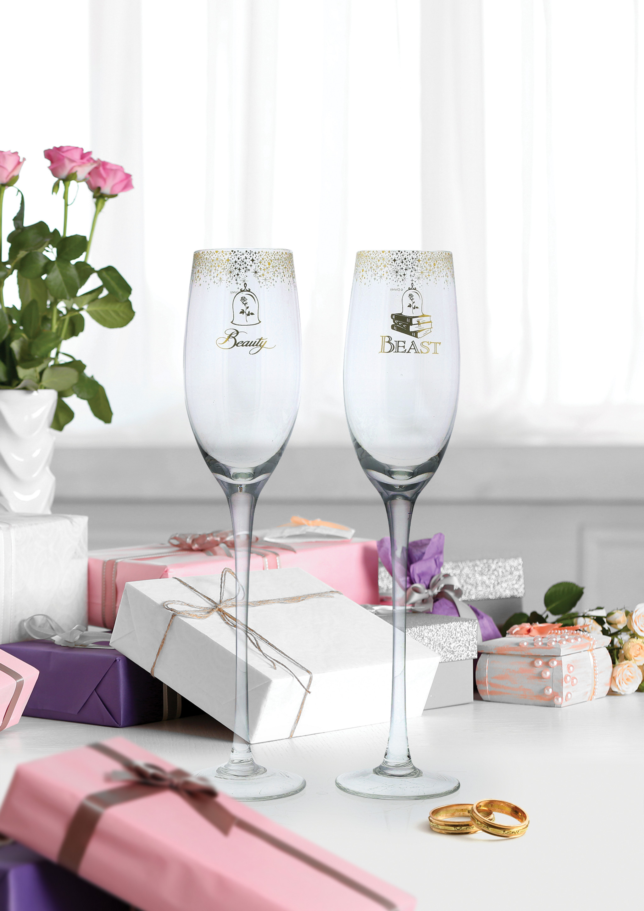 Disney Enchanting Collections - Beauty And The Beast Wedding Toasting Glasses A29335