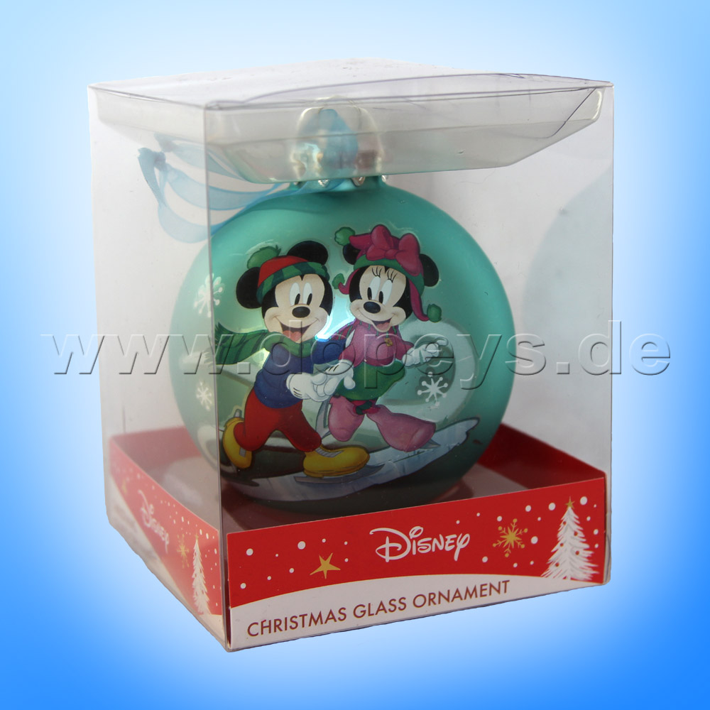 Kurt S. Adler - "Mickey & Minnie as Skaters" Disney Christmas Bauble cyan DN02005-A