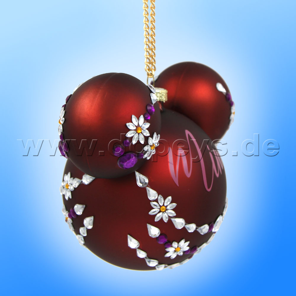 Kurt S. Adler - "Minnie Mouse" Disney Mickey Ear Ball Christmas Bauble shining burgundy DN32017