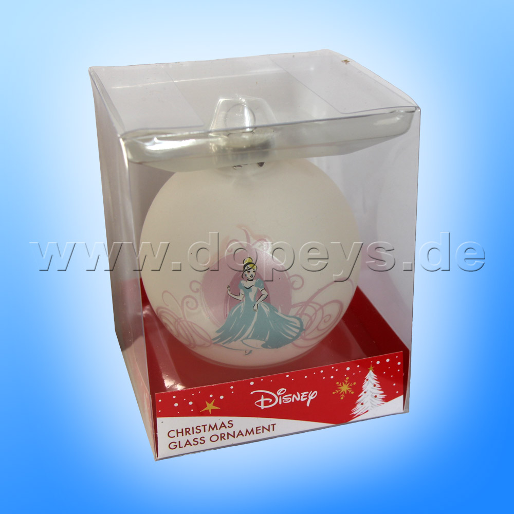Kurt S. Adler - Disney Prinzessin "Cinderella mit Kutsche" Weihnachtsbaumkugel / Glaskugel in Weiß DN01004-B