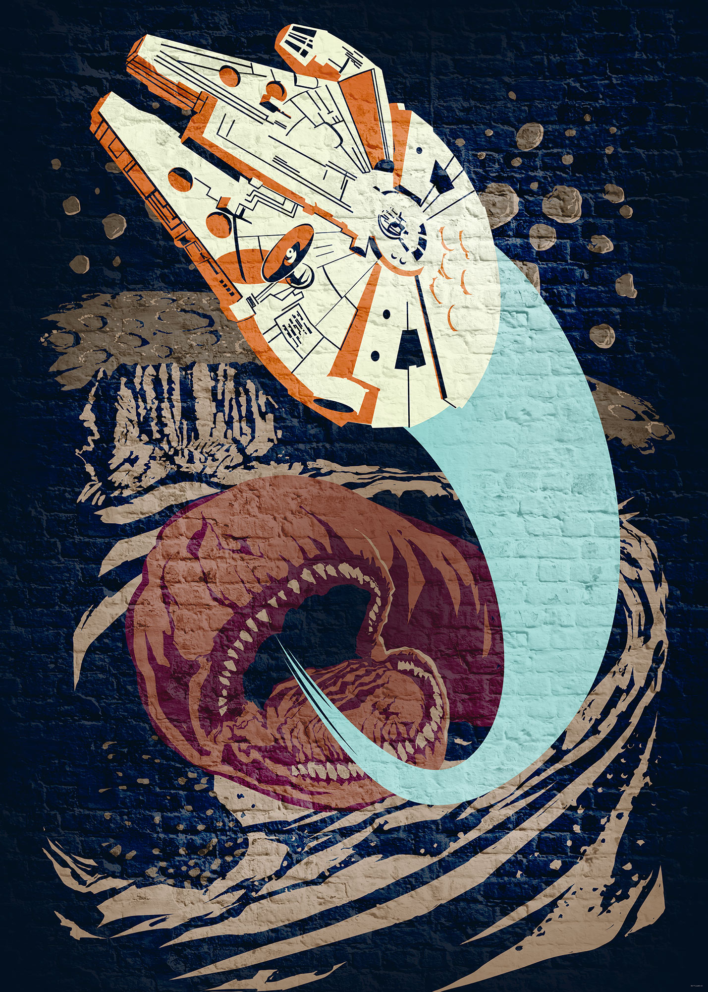 Star Wars Vlies Fototapete "Star Wars Classic Concrete Asteroid Worm"