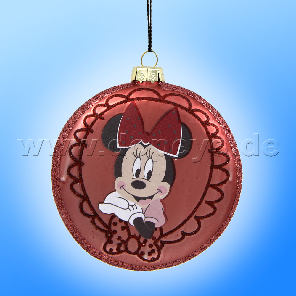 Kurt S. Adler - "Minnie's Smile" Disney Glass Disk / Christmas Bauble coppery DN32014
