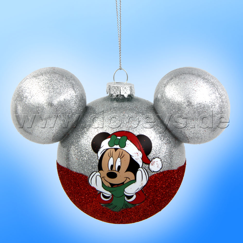 Kurt S. Adler - "Minnie Mouse" Disney Mickey Ear Ball Christmas Bauble silver DN37006
