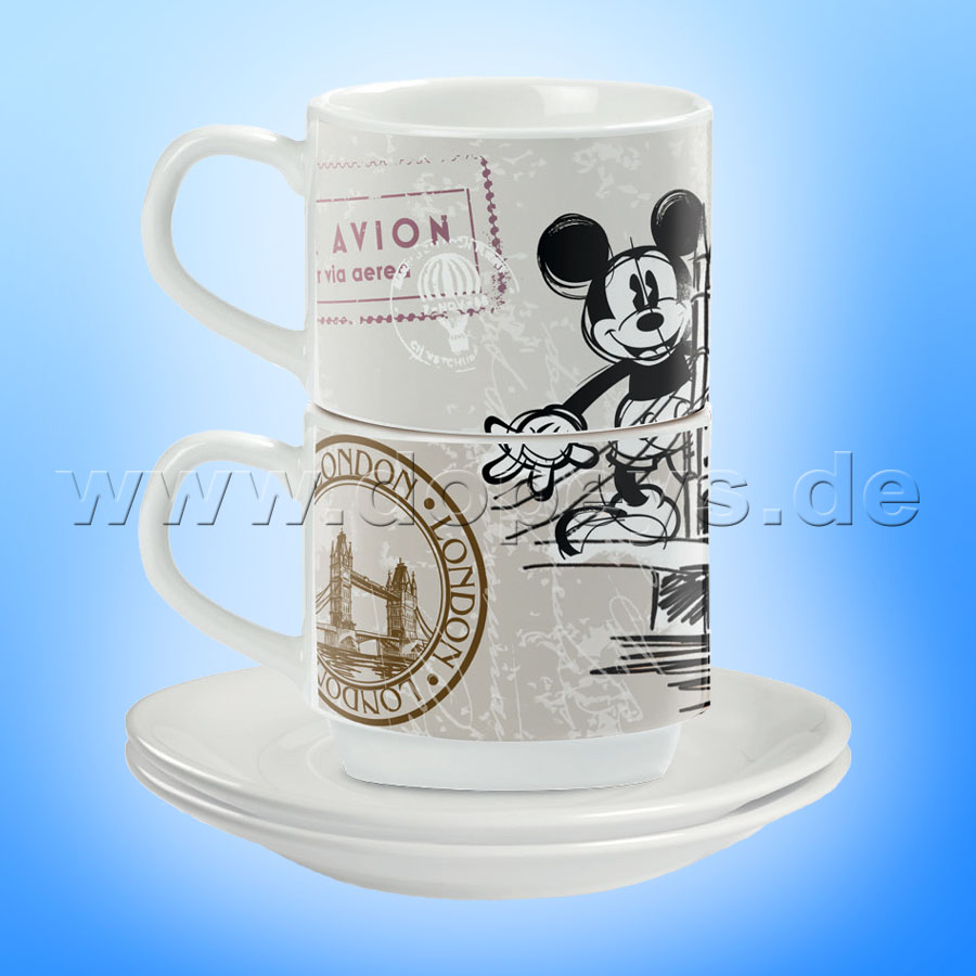 Disney Espresso Tassen 2er Set Mickey Maus "London" stapelbar PWM02I/LO