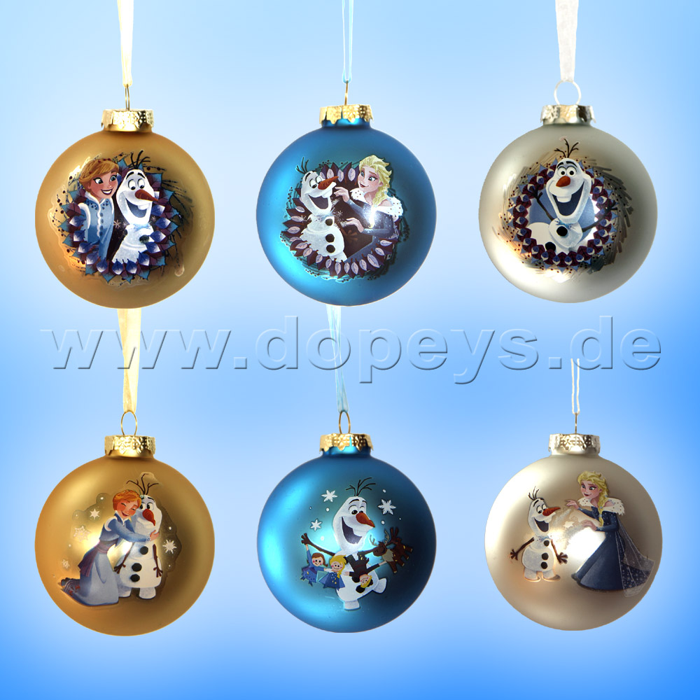 Kurt S. Adler - Frozen "Olaf & Elsa" Christmas Bauble blue DN03005-C