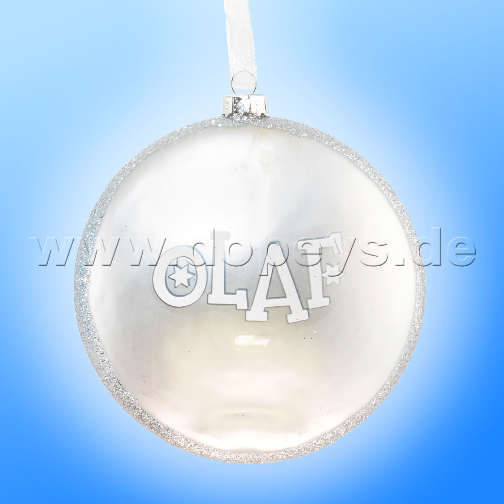 Kurt S. Adler - Disney Die Eiskönigin "Olaf" Glas Disk Weihnachtsbaumkugel in Diskusform / Glasornament in Weiß DN03004-O