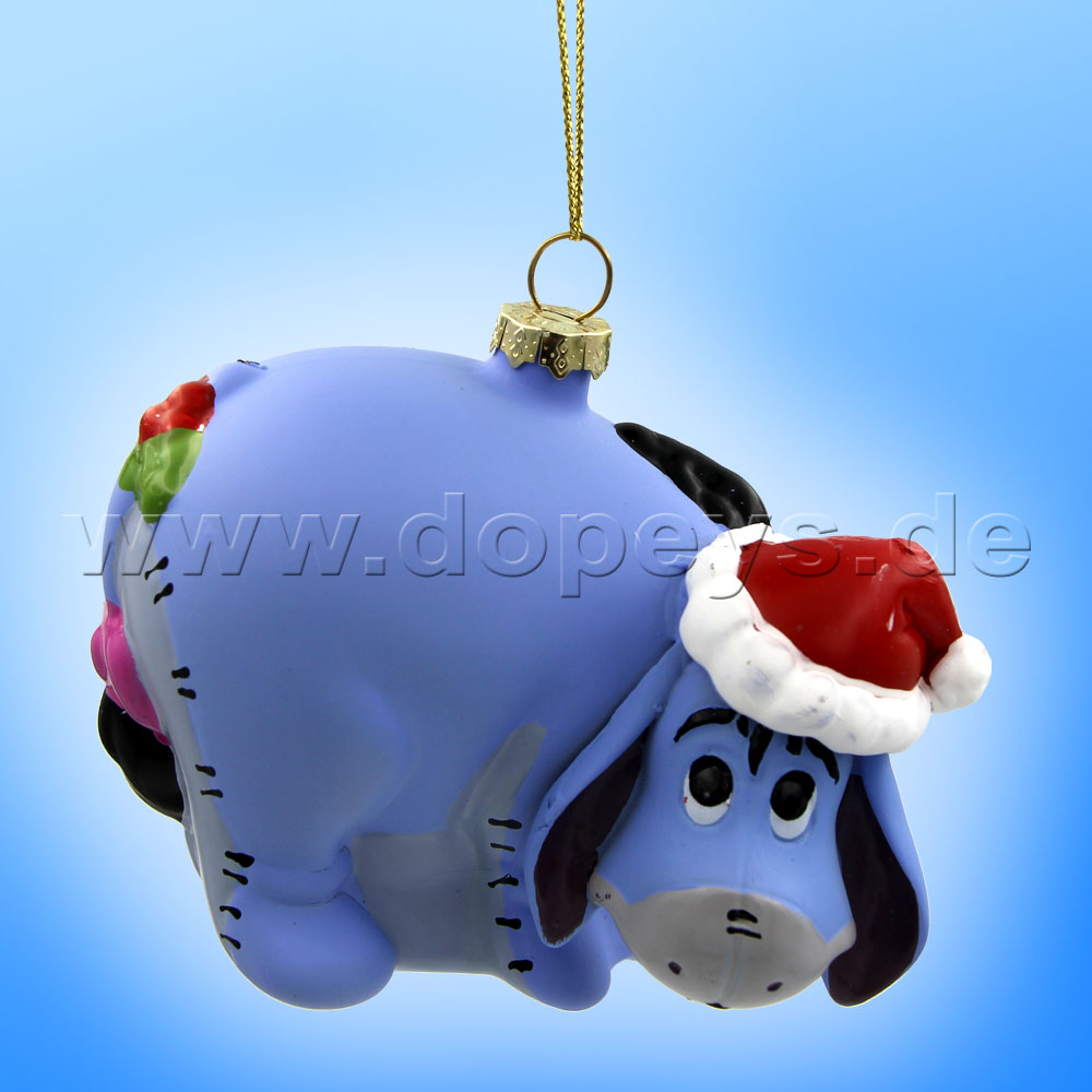 Kurt S. Adler - Disney "Eeyore with Santa Hat" Christmas Hanging Glass Ornament DN35031