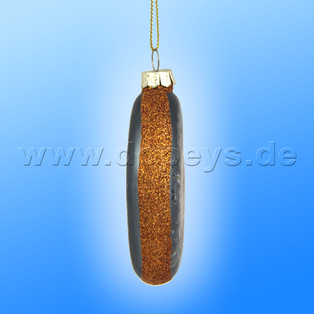 Disney "Pooh & Piglet with Christmas Gift" Glass Disk / Christmas Bauble brown - Kurt S. Adler DN35013