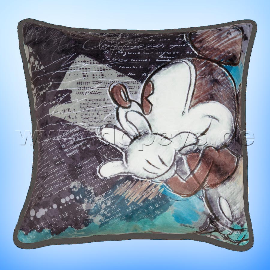 Disney Kissen Set aus 2 Stoffkissen Mickey & Minnie Color Fun "Lila/Türkis", im italienischen Design