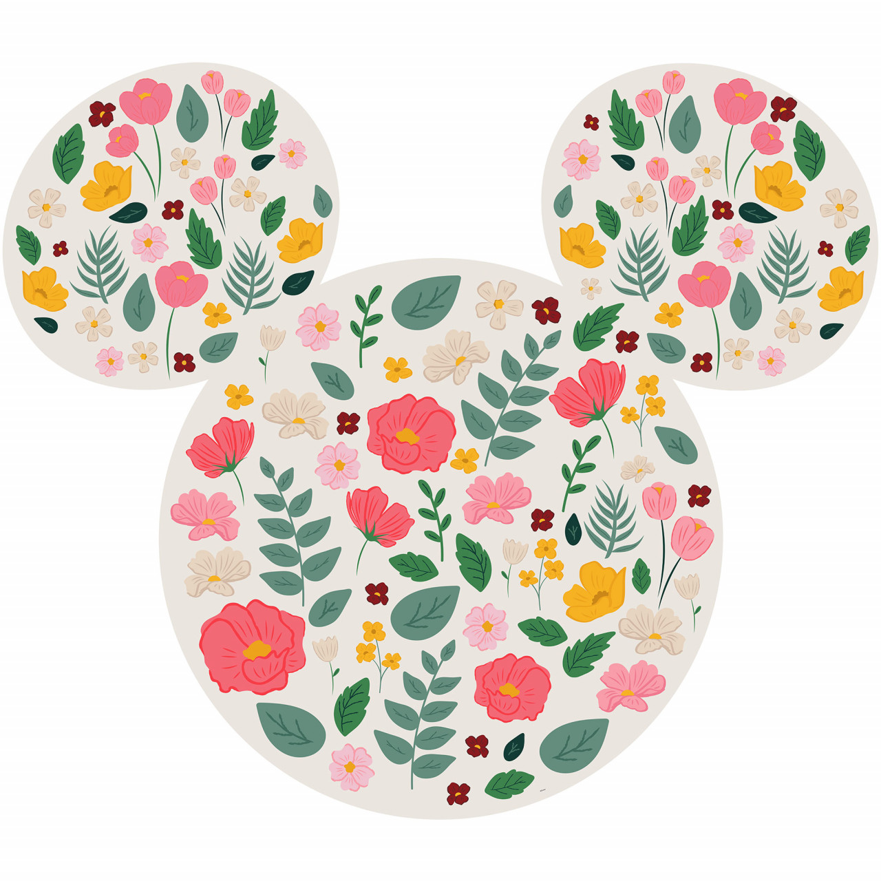 Disney Wandsticker / Wandaufkleber Mickey Maus Kopf "Mickey Head Wildflowers" 127cm x 127cm