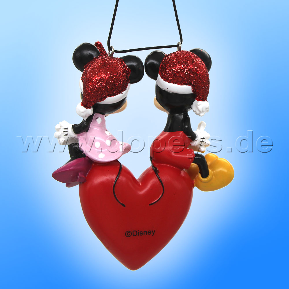 Kurt S. Adler - Disney "Sweethearts In Love" Mickey & Minnie auf einem Herz - Weihnachtsbaumanhänger / Ornament DN37068
