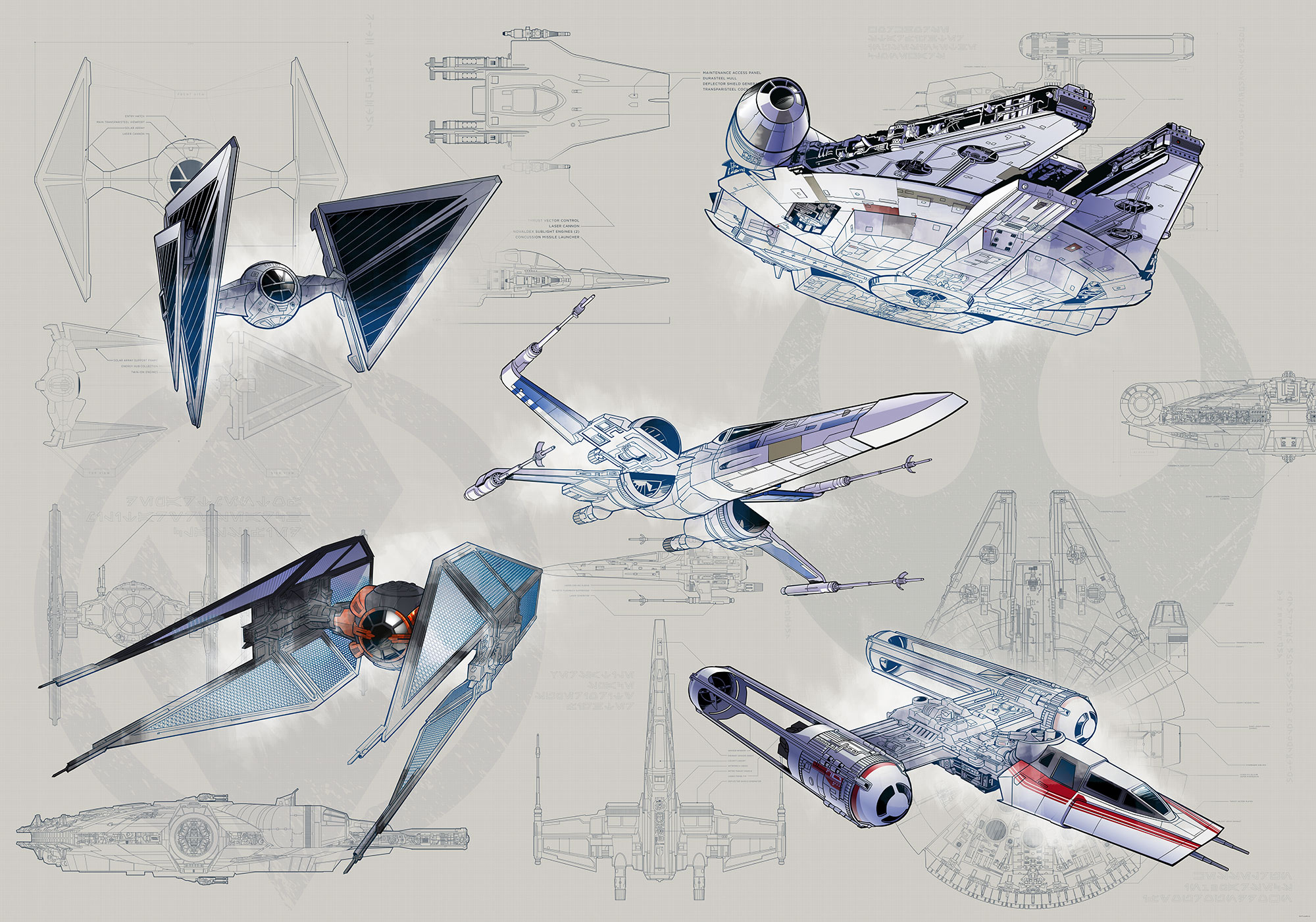 Star Wars Vlies Fototapete "Star Wars Blueprint Light"