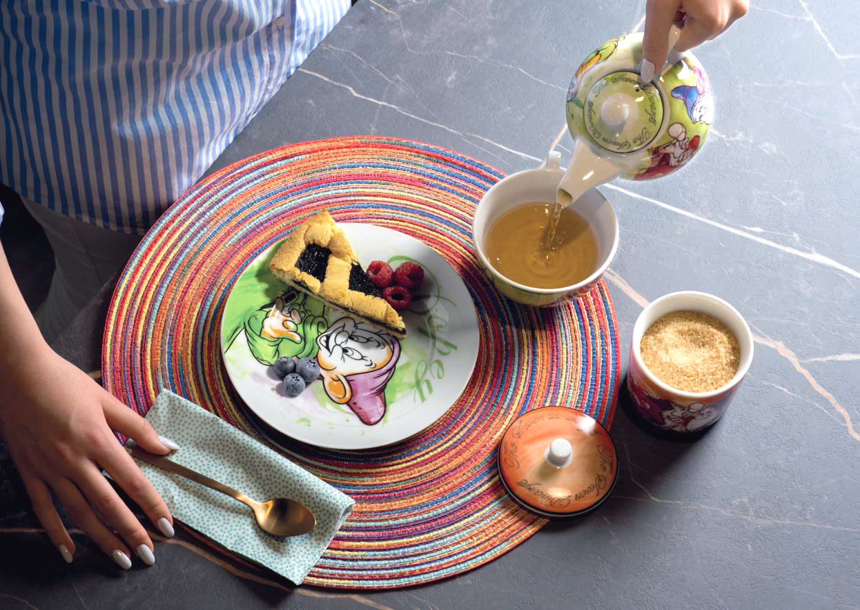 Disney Dessert-Teller / Kuchenteller "Sieben Zwerge" im italienischen Design, 7 Stück im Set