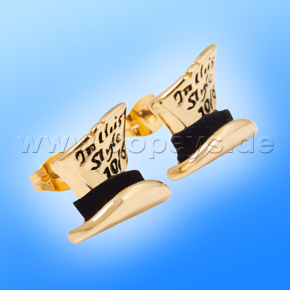 Disney Stud Earrings - Mad Hatter (Alice in Wonderland) in Gold from Couture Kingdom 12100281