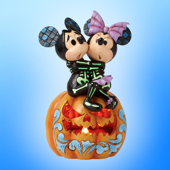 Disney Traditions Figur - Mickey & Minnie als verängstigte Skelette (Spine-tingling Sweethearts) beleuchtet von Jim Shore 6016583