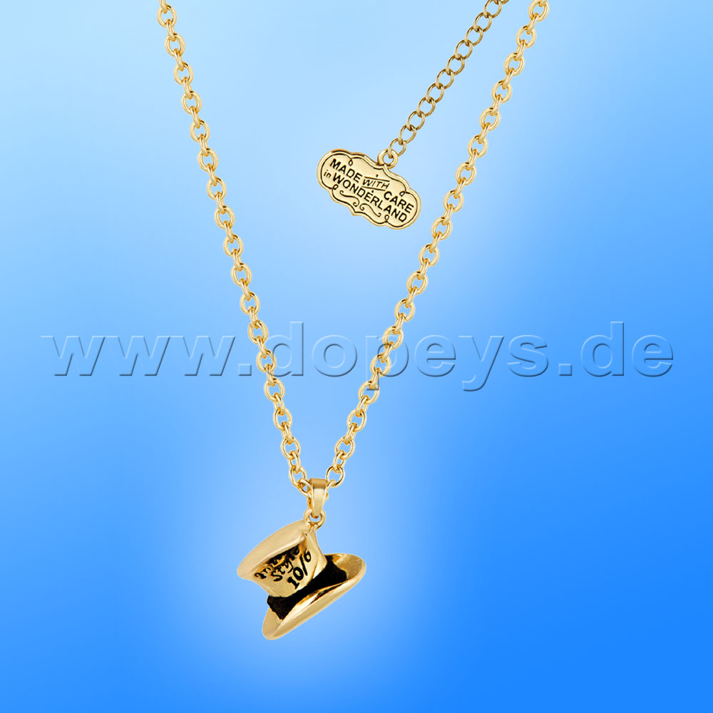 Disney Necklace - Mad Hatter Hat (Alice in Wonderland) in Gold from Couture Kingdom 12100261