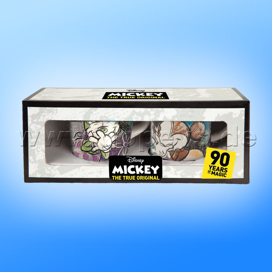 Disney Mini Tassen / Espresso Tassen 2er Set "Orange + Elfenbein" - Mickey & Minnie Color Fun, im italienischen Design PWMSETCF-3, 9cl