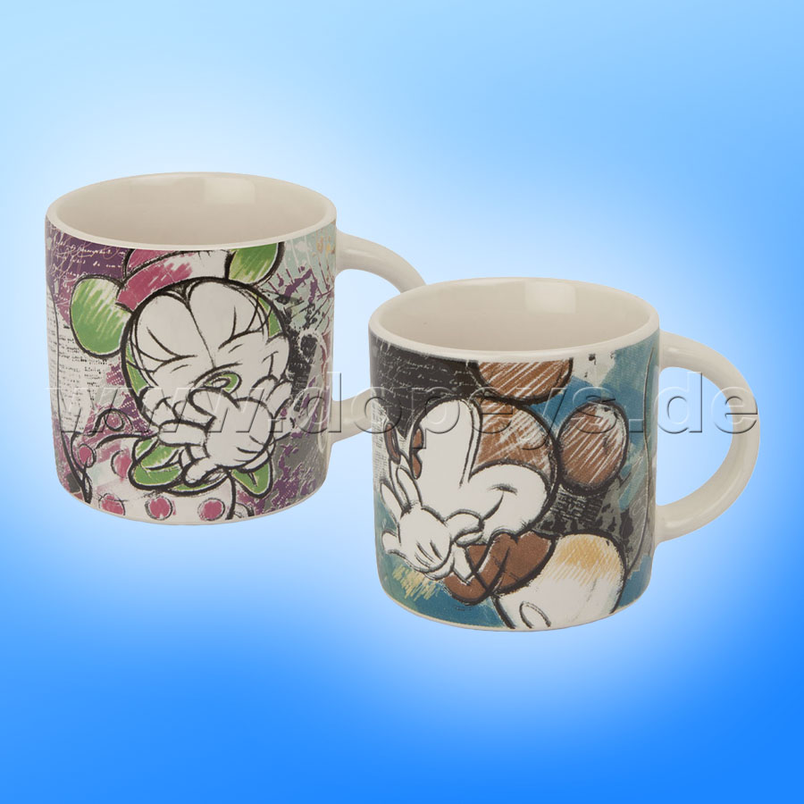 Disney Mini Tassen / Espresso Tassen 2er Set "Türkis + Violett" - Mickey & Minnie Color Fun, im italienischen Design PWMSETCF-2, 9cl