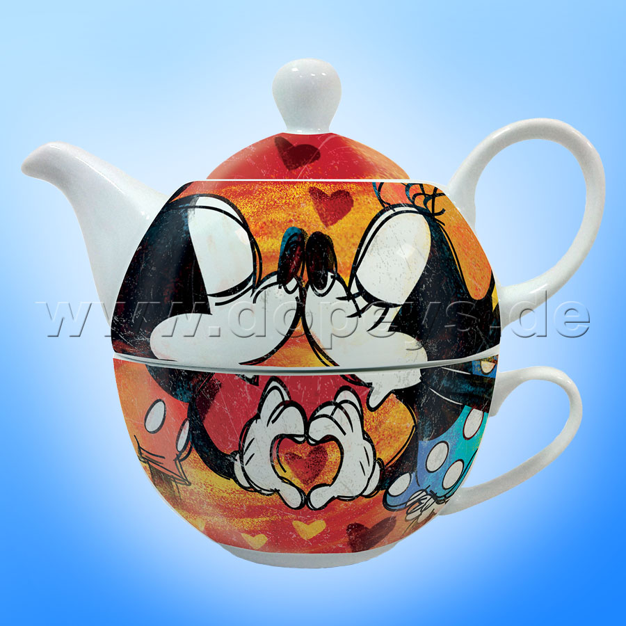 Disney Mickey & Minnie Set aus Teekanne & Teetasse "Tea For One" im italienischen Design