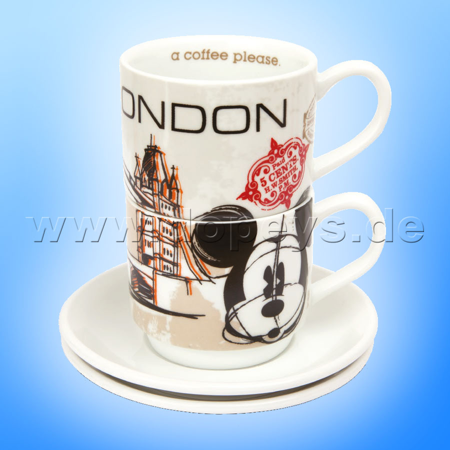 Disney Espresso Tassen 2er Set Mickey Maus "London" stapelbar PWM02I/LO