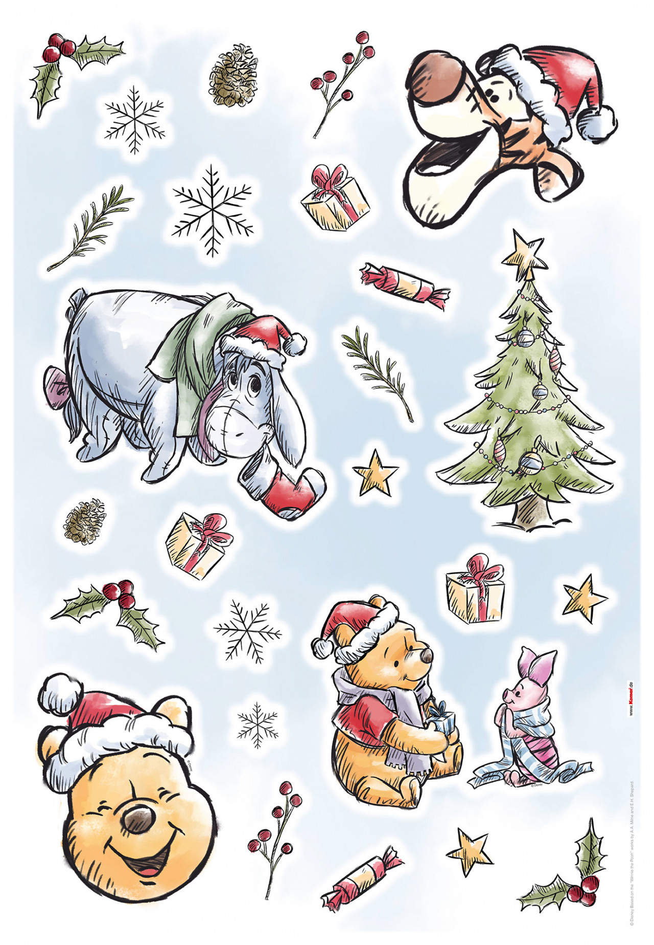 Disney Wandsticker / Wandaufkleber Winnie Puuh "Winnie Pooh Christmas" 50cm x 70cm
