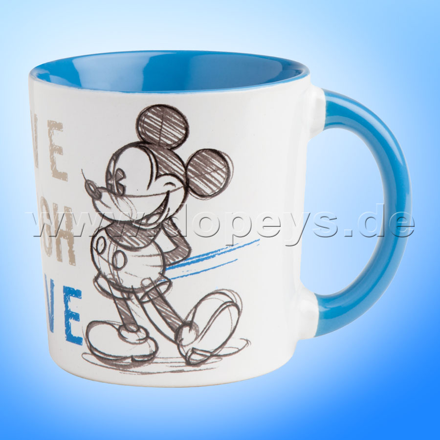 Disney Kaffeetasse Mickey Maus "Blau" Live Laugh Love, 39 cl PWM21LL/1B