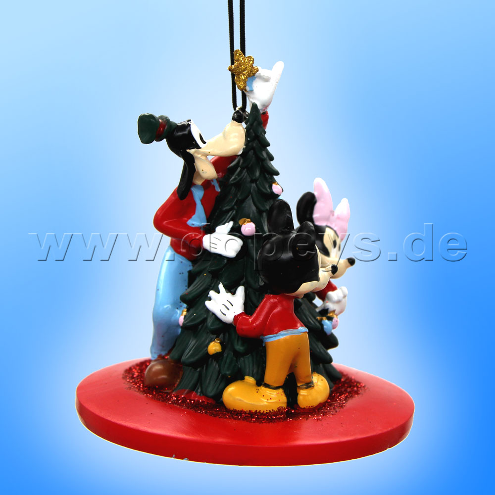 Kurt S. Adler - Disney "Merry Christmas" Mickey, Minnie & Goofy schmücken den Weihnachtsbaum - Weihnachtsbaumanhänger / Ornament DN37064
