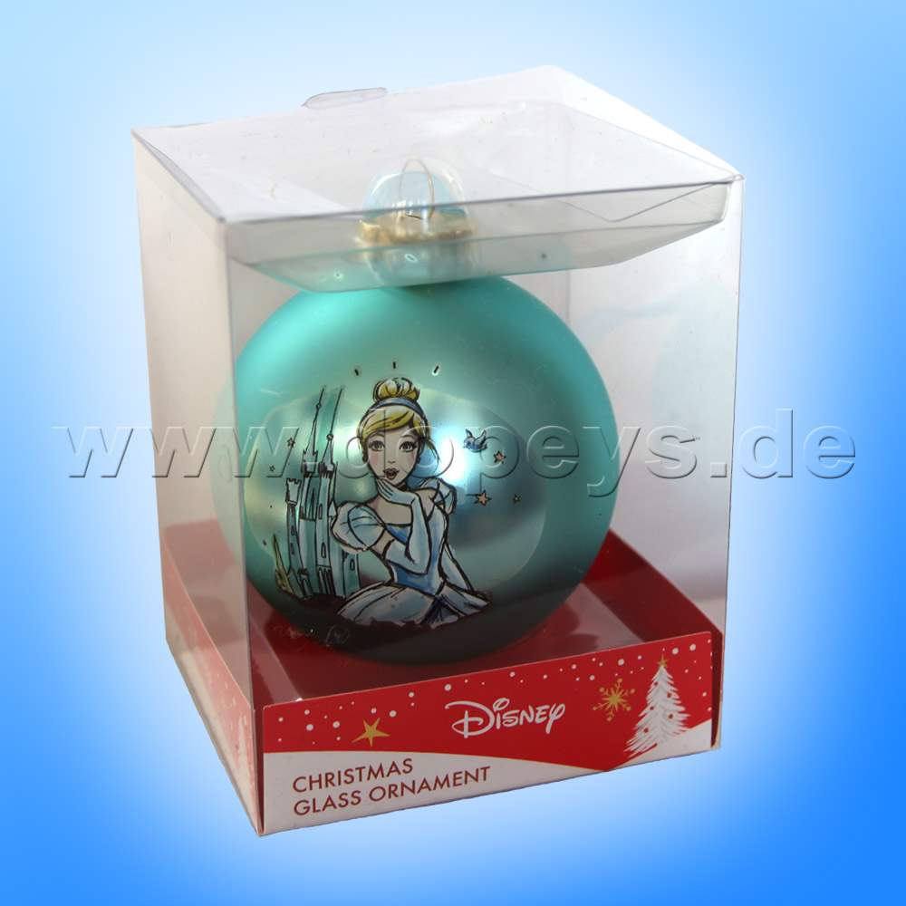 Kurt S. Adler - Disney Prinzessin "Cinderella" Weihnachtsbaumkugel / Glaskugel in Türkis DN01005-A