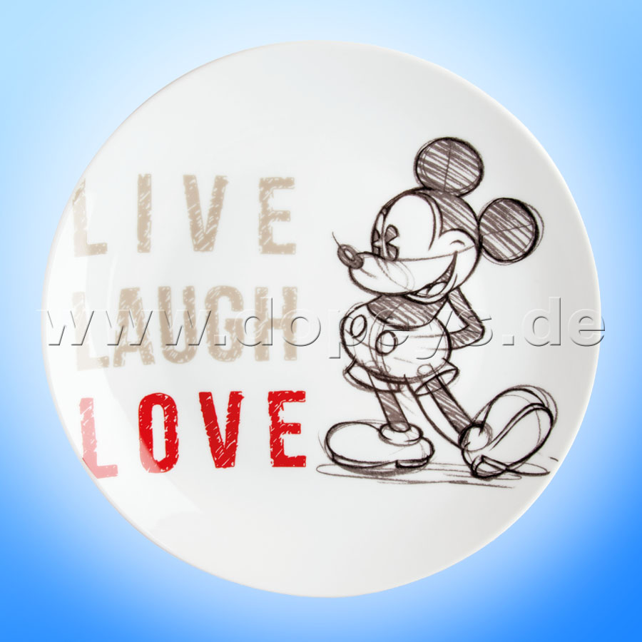Disney Teller / Servierteller / Kuchenplatte Mickey Maus "Rot" Live Laugh Love im italienischen Design PWM37LL-5S