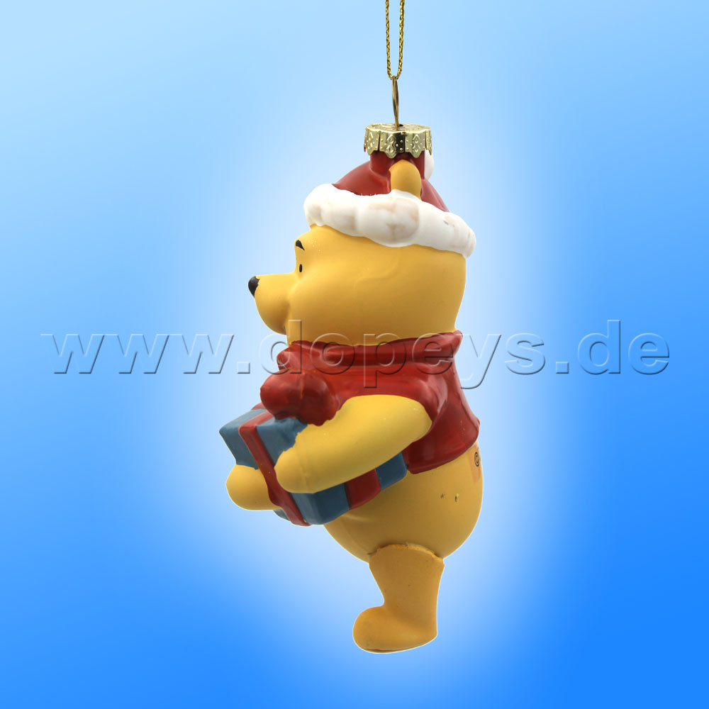 Kurt S. Adler - Disney "Winnie Puuh mit Weihnachtsgeschenk" Weihnachtsanhänger aus Glas Ornament DN35030