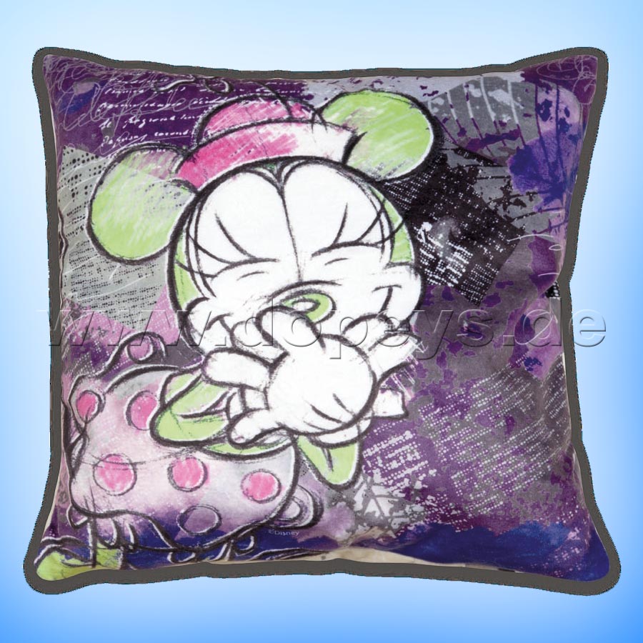 Disney Kissen Set aus 2 Stoffkissen Mickey & Minnie Color Fun "Lila/Türkis", im italienischen Design