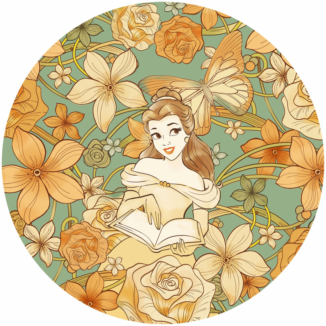 Disney Wandsticker / Wandaufkleber Die Schöne und das Biest "Belle Spirit of Autumn" rund 125cm x 125cm