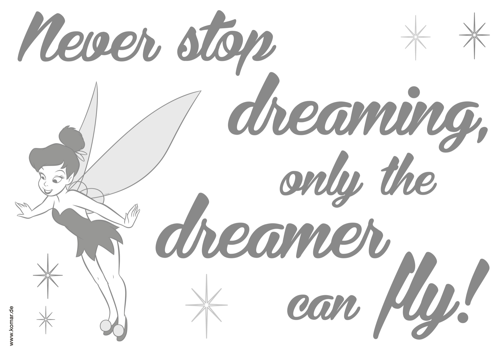 Disney Wandsticker / Wandaufkleber Tinker Bell "Never stop dreaming"
