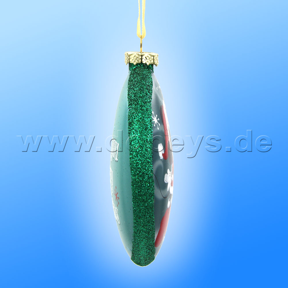 Kurt S. Adler - "Mickey & Minnie's Kiss" Disney Glass Disk / Christmas Bauble cyan DN02004-A