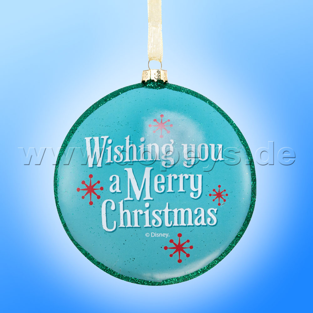 Kurt S. Adler - "Mickey & Minnie's Kiss" Disney Glass Disk / Christmas Bauble cyan DN02004-A