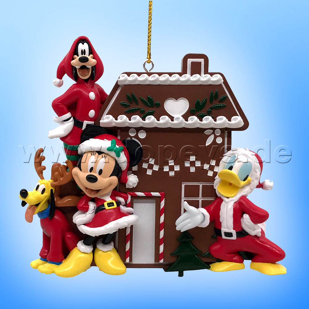 Kurt S. Adler - Disney "House of Disney" Minnie, Donald, Goofy & Pluto Relief Christmas Hanging Ornament DN37025