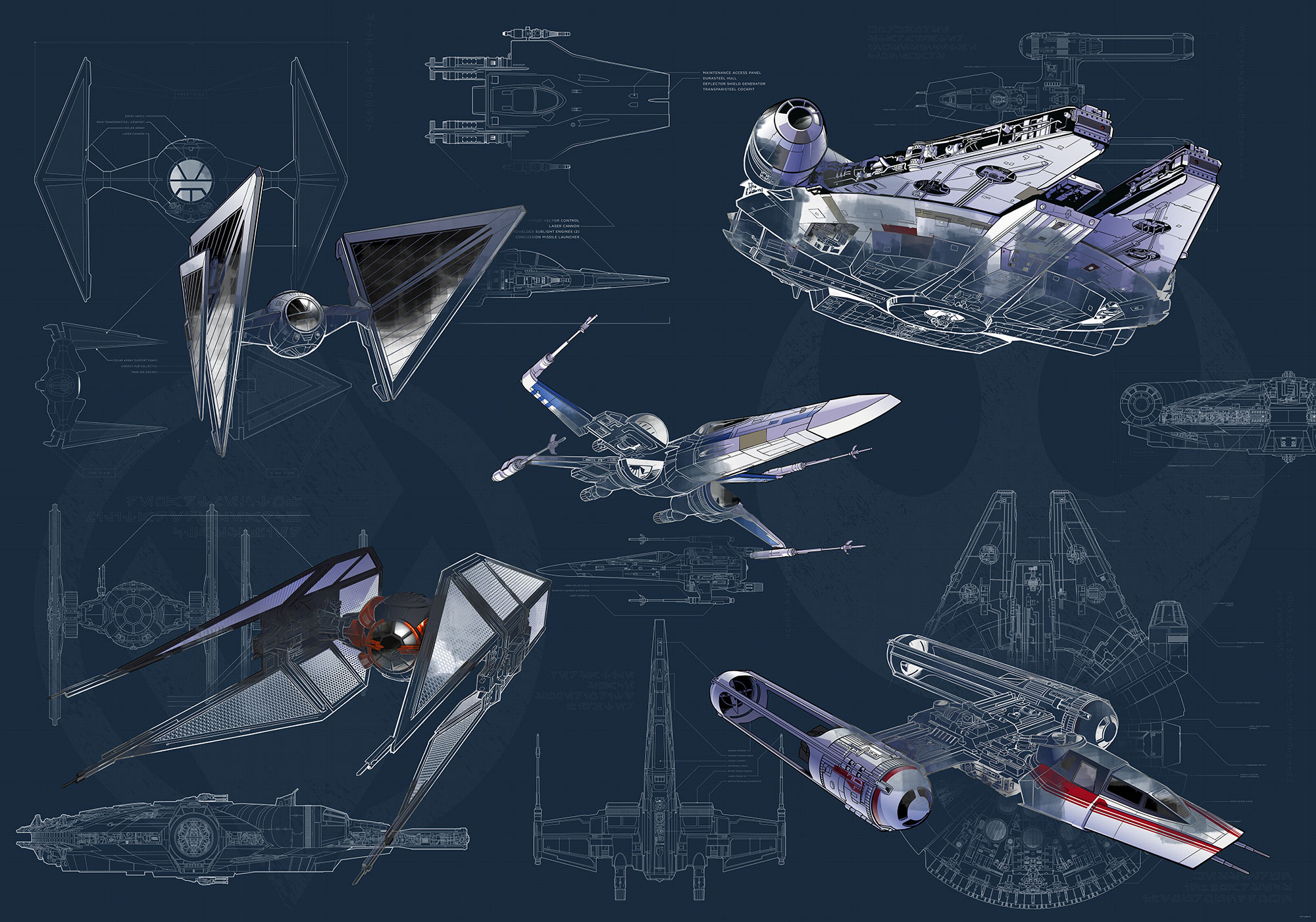 Star Wars Vlies Fototapete "Star Wars Blueprint Dark"