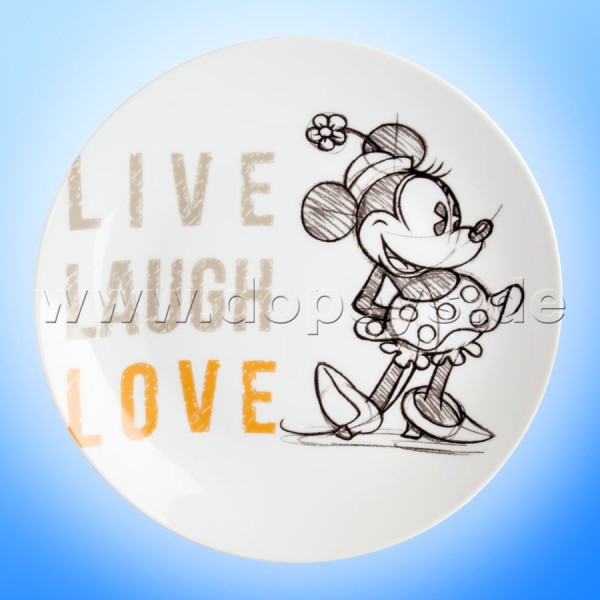 Disney Teller / Servierteller / Kuchenplatte Minnie Maus "Orange" Live Laugh Love im italienischen Design PWM37LL-5A